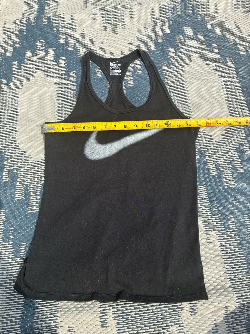 Nike Active Wear Black Racerback Tank with Metallic White Swoosh Logo - Picture 4 of 7
